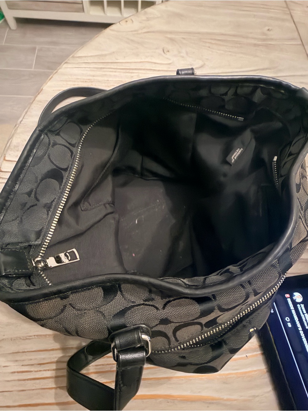 Coach Black Signature Patterned Tote - Picture 3 of 6